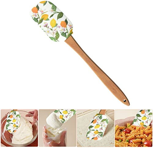 MUFEKUM Silicone Spatula, Heat Resistant Detachable Rubber Spatula with Beechwood Handle, Non-Stick Silicone Scraper Kitchen Utensils for Cooking, Scraping, Baking and Mixing (Lemon)