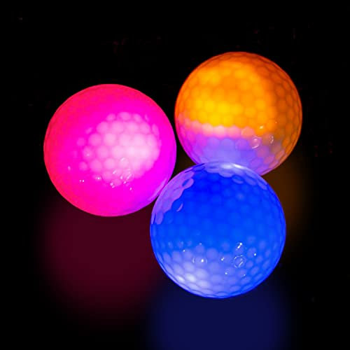THIODOON Golfbälle, leuchtet im Dunkeln, LED-Golfbälle, Geschenk-Sets für Männer, Kinder, Frauen, 3er-Pack