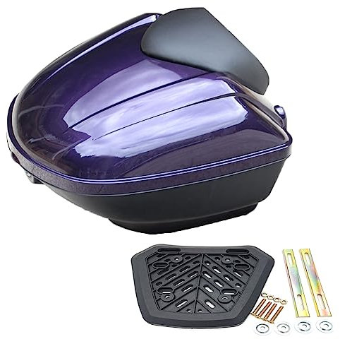 AVIITI Moto Touring Top Box Baule Di Coda Portabagagli, Con Schienale Morbido E Serratura Di Sicurezza Accessori Moto, Borsa Impermeabile Per Casco,Viola,42x38x34cm