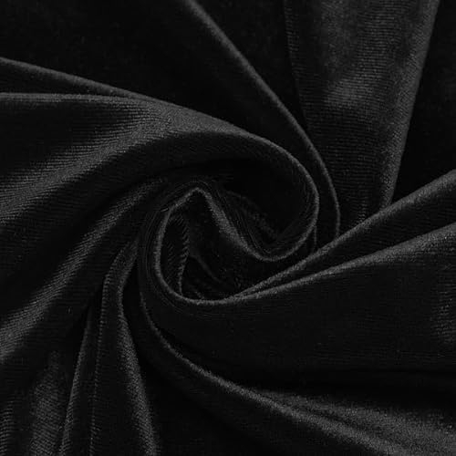 STOFFKONTOR Stretch Pannesamt Stoff - Meterware, Farbe Schwarz - Öko-Tex Standard 100 – zum Nähen von Bekleidung, Kostümen, Dekorationen usw.