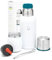 Kit Mate Argentino de 6 piezas - Incluye Mate de acero con Tapa, Bombilla y Termo Mate con 2 Tapones Pico Cebador - Facil de Lavar, Apto Lavavajillas. (Blanco)