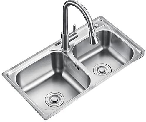 Lavelli da Cucina Cucina Bagno Doppio Lavello di Grandi Dimensioni in Acciaio Inossidabile Lavello Integrato per Uso Domestico Lavarsi Le Mani e lavandini sul controsoffitto Lavell