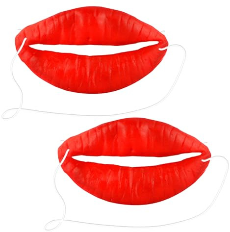 NYGGTYK 2 Stück Wurstlippenmasken, Rote Wurstlippenmasken, Streich-Requisiten, Gummimasken, Cosplay-Masken, Unterhaltungsmasken Für Shows, Magie Und Partys