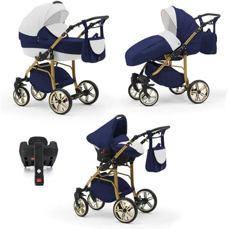 Kinderwagen-Set 5 in 1 Neo Gold inkl. Sportsitz, Autositz und Iso Base - 17 Teile - in 22 Farben