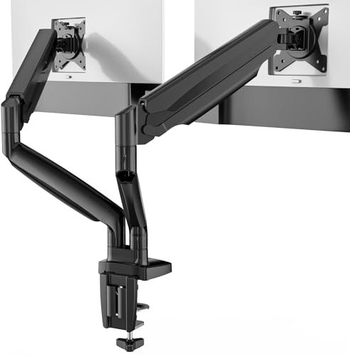 Suprogear Dual-Monitorhalterung, robuster Monitorarm für 2 Ultrawide Monitore, passend für Bildschirme bis zu 35 Zoll, je 12 kg, mit C-Klemme und Tüllenbasis, Schwarz