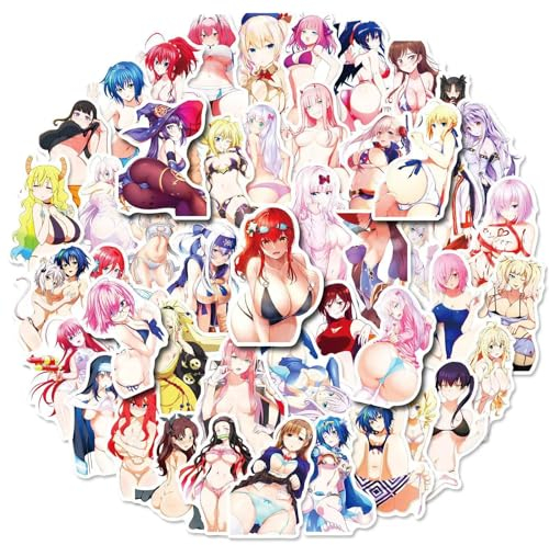 Acptxvh Anime Sticker,Sexy Girl Aufkleber, 50 Stück Wasserfeste Stickers für Skateboards, Helme, Water Bottle, Tablets, Schultaschen, Kühlschränke, Fahrräder, Türen, Tischplatten