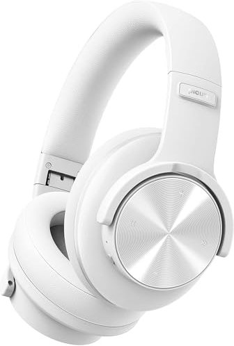 Picun B8 Bluetooth Headphones, 120H Playtime Headphones Wireless Bluetooth with 3 EQ Modes, Low Latency, Hands-Free Calls, Over Ear Headphones for Travel Home Office Cellphone PC-White
