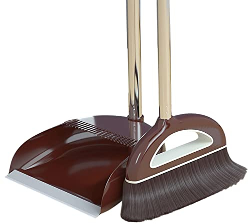 Upgrade Broom and Dustpan Set for Home | Long Handle Broom with Stand Up Dustpan Combo Set | Indoor Sweep Broom | Standing Dustpan and Broom for Kitchen Offices Lobby Floor