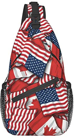 Schulranzen Usa-Flagge Backpack Stilvoll Schultertasche Polyester Crossbody Umhängetasche Für Frauen, Outdoor, Teenager