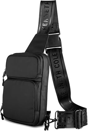 Kenneth Cole REACTION Ryder Coated Polyester Tech Crossbody Bag, Black
