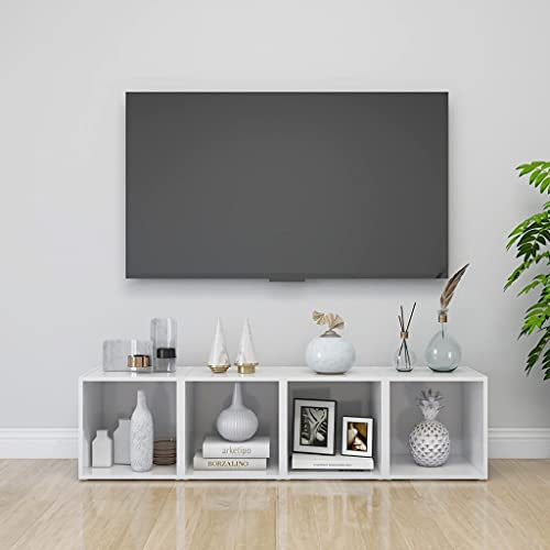 Lauuoeriau Centres de divertissement et meubles TV Meuble TV 4 pièces Blanc brillant 37 x 35 x 37 cm Bois d'ingénierie