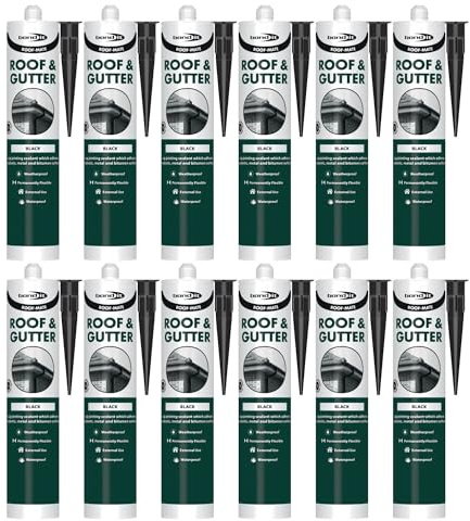 Bond It ROOF-MATE Roof & Gutter Lap Jointing Sealant – 12x Black, 285ml | Waterproof – Weatherproof – Flexible Sealant, Leak Prevention | Ideal for Gutters – Downpipes – Roof Repairs – Long Durability