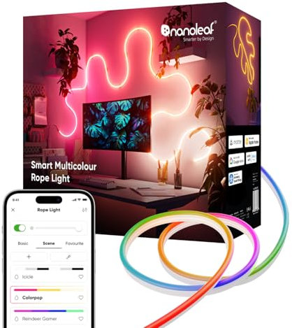 Nanoleaf Matter Neon Rope Streifen 5M, WLAN Biegsamer LED Strip, Musik & Bildschirm Sync, Dynamische Szenen in App, Sprachsteuerung (Funktioniert mit Alexa, Apple, Google)