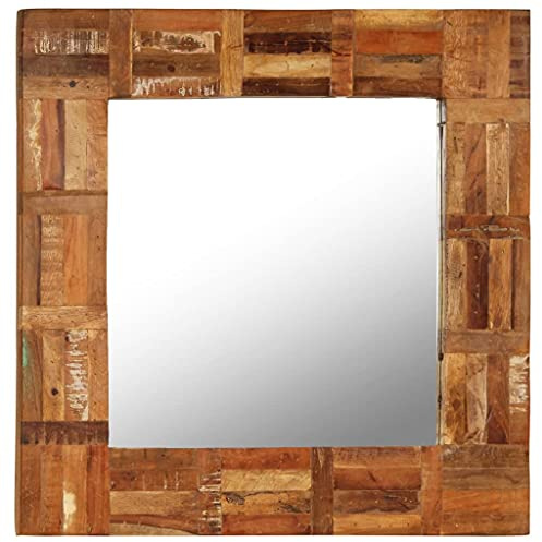Frdhee Großer Spiegel Dekorative Wandspiegel, Wandspiegel Altholz Massiv 60x60 cm für Badezimmer, Waschtisch, Wohnzimmer, Schlafzimmer, Eingang Wanddekoration