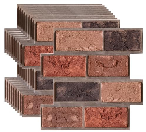 3D Wall Panels Peel and Self Adhesive, Red Brick (30x30cmx10pcs)