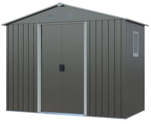 Casetta da giardino in acciaio zincato grigio e bianco 1,31x2,36xh1,90 m con finestra - 3 mq - 57 kg