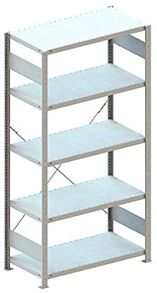 Steckregal CLIP verzinkt mit 5 Böden Grundreg