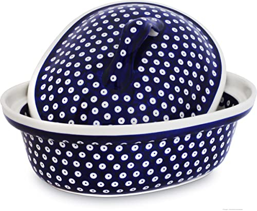 Polish Pottery Boleslawiec Oven Dish, Casserole Pot, Large, 2.2L in TADPOLE pattern