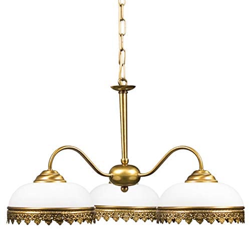 Helios Leuchten 204126 klassische Deckenleuchte | Pendelleuchte vintage | Pendellampe Messing antik | Lampe Leuchte Jugendstil | Messinglampe Hängelampe 3 x E27