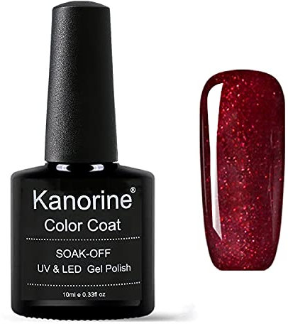 KANORINE Gel Polish Soak-Off UV/LED Gel Nail Polish Red starry sky RED glitter Color Gel Nail Varnish Nail Art TYPE 10ml