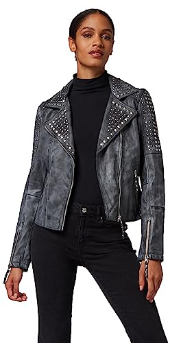 Lederjacke Valmet - Damen Jacke mit Nieten aus Premium Lamm Leder (Echtleder)