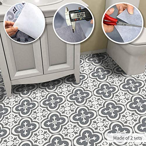 Alwayspon Vinyl Art Piastrelle per Pavimenti Autoadesivo, Impermeabile Antiscivolo Piastrelle Adesivo per Cucina Bagno 60x120cm Piastrelle marocchina