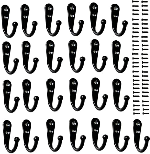 Transino Ganchos de Pared 20 Pzs Colgador Perchero de Pared Metalicos Vintage con Tornillos para Colgar Ropa/Abrigo/Bufanda/Bolsa/Toalla/Llave/Sombrero Negro