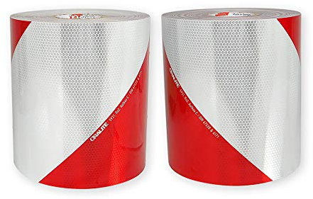 Orafol ORALITE 5931 Bakenfolie zur Baustellensicherung gemäß DIN 67520 und DIN 6171 – selbstklebend in rot-weiß als Meterware in 246 mm Breite – in links- oder rechtsweisender Richtung (rechtsweisend)