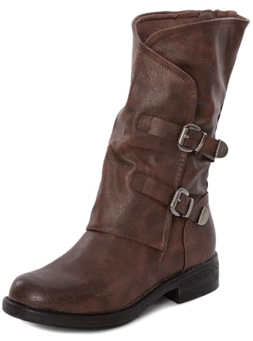 Toocool Stivali donna biker boots fibbie anfibi motociclista scarpe casual G620 [38,Marrone]