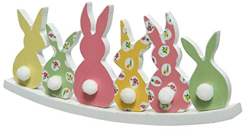 Kaemingk dekorative Wippe mit lustig bunten Hasen als ausgefallene Osterdeko