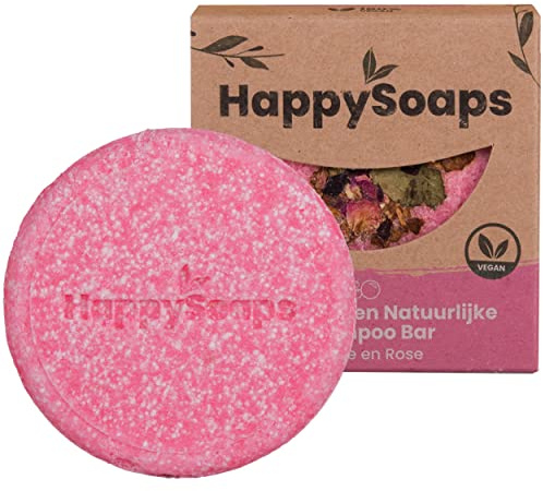 HappySoaps - La Vie en Rose 70g Festes Shampoo Bar Traumhaftes Duft Für Haare und Körper Vegan 100% Plastikfrei Handgefertigt in EU Für Eine Bessere Umwelt