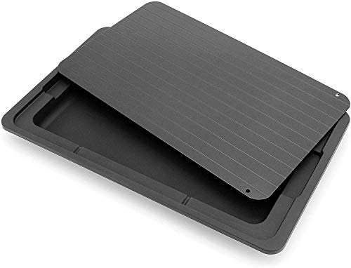 MoYouno Vassoio per scongelamento rapido, piastra di scongelamento e scongelamento, in alluminio, per scongelamento rapido di alimenti surgelati, carne, pollo, pesce, gamberi, pancetta (355 x 205 x 2