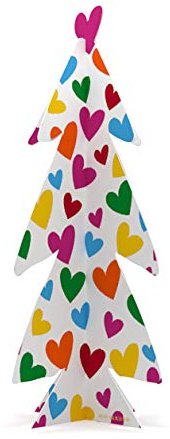 Panorama Agatha Ruiz de la Prada Grande Albero di Natale su Carta Rigida Cuori 72x152 cm - Stampato su Carta Rigida - Albero Decorativo