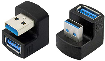 xiwai 1 Set Up & Down abgewinkelt USB 3.0 Adapter A Stecker auf Buchse Verlängerung 180 Grad 5Gbps