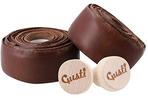 Gusti Leder Lenkerband Adri V. – 2x Griffband selbstklebend 200 cm – Gravelbike- & Rennrad Lenkerband Leder inkl. Korkstopfen für sicheren Halt