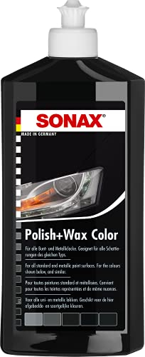 SONAX Polish+Wax Color Black (500 ml) - Smoothens out fine unevennesses, polishes and freshens up the paintwork's colours. | Item-No. 0296100-810
