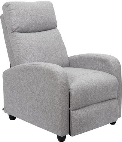 HOME DECO FACTORY Spiegel Standspiegel Holzrahmen Rustikal Braun | Relaxsessel aus Holz und Stoff, einladender Sitz, für Wohnzimmer oder Leseecke, 67 x 97 x 93 cm, hellgrau