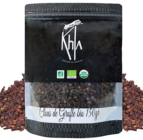 Khla - Chiodi di garofano interi biologici - sacchetto da 150 g di chiodi di garofano dello Sri Lanka - crauti, pan di zenzero, torte, dolci natalizi - spezia asiatica