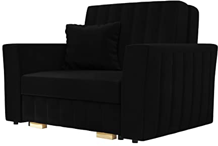 Mirjan24 Schlafsofa Viva Glam I mit Bettkasten, Rückenlehne und Seiten fest angenäht, Sofa, Couch, einsitzer Polstersofa mit Schlaffunktion inkl. Kissen, Bettsofa (Kronos 07)