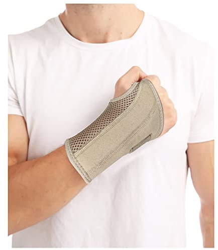 HMCEY Handgelenkbandage mit Stabilisierung, Verstellbare Handgelenkstütze zur Entlastung bei Belastung, Atmungsaktiv für Sport, Arbeit & Alltag (Rechts,Hautfarbe,L)