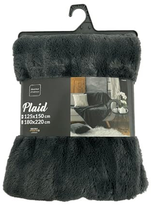 Douceur d'Intérieur, Wohndecke (125 x 150 cm), karesse anthrazit, Fellimitat