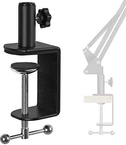Frgyee Heavy-duty Table Mount Clamp, Metal Desk Clamp for Microphone Stand Mic Boom Arm C Mounting Clamp with Adjustable Screw, Fits up to 2.4/6cm Desktop Thickness