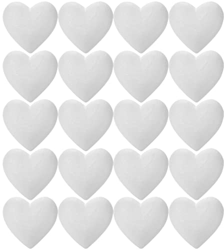 EXCEART 20 Stücke Styropor Herz Styroporherzen Styropor Kugeln Styropor Ball Kugeln Schaum Herz Modellierung zum Basteln für DIY Handwerk Valentinstag Weihnachten Hochzeit Tischdeko 5cm