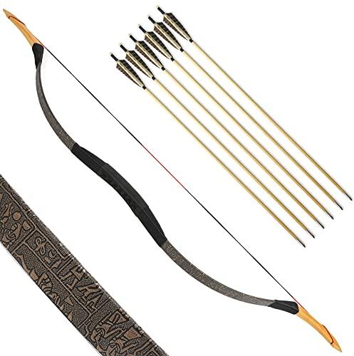 SHARROW Traditioneller Bogen Recurve Bogen und Pfeile Set Langbogen 20-50lbs Handgemacht Holzbogen Reiterbogen Sportbogen Jagdbogen für Erwachsene und Anfänger (25lbs, Typ 1)