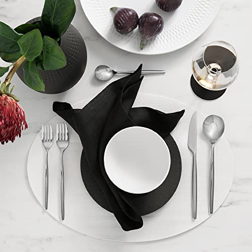 Villeroy & Boch Manufacture Rock Lot de 4 Sets de Table ovales réversibles en Cuir synthétique Blanc