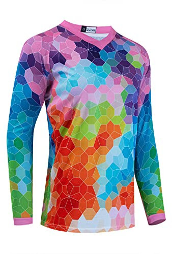 Hotlion Damen-Fahrradtrikot, MTB-T-Shirt, langärmelig, Mountainbike, Motorrad, Outdoor-Fahrradbekleidung, Bunt, Mittel