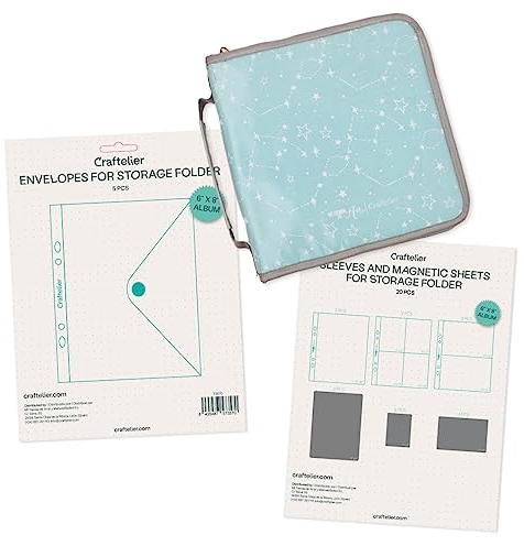 Craftelier - Stempel und Stanzschablone Organiser Set| Beinhaltet Organizer Etui mit 2 D-Ring System, magnetische Hüllen und Blätter und Plastikumschläge | Größe 6 x 8 (15,24 x 20,32 cm)