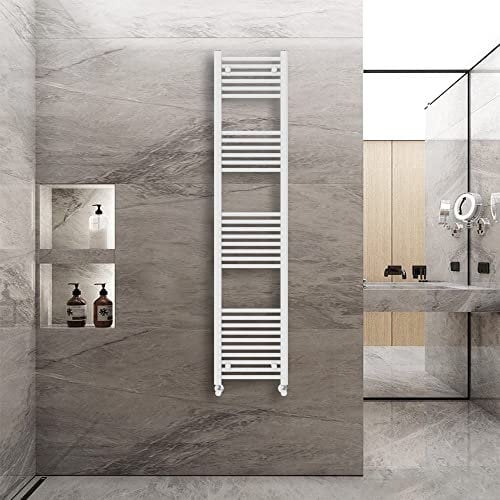 Warmehaus Straight Heated Towel Rail Radiator Ladder White 1800x400mm Central Heating Radiators for Bathroom Kitchen