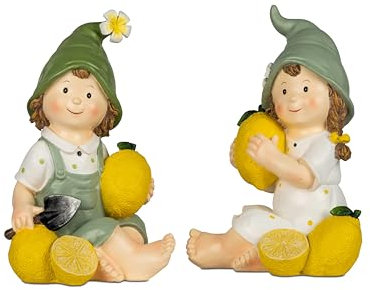 Small-Preis Sommerkinder Gartenfiguren mit Zitrone 25 cm hoch im 2er Set 332