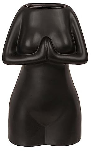 ReWu Vase Blumenvase Womens Body Schwarz Keramikvase Körper-Blumenvase 500 ml Wohndekoration Tischdekoration Dekorativ Dekoration 11 x 9 x 18 cm